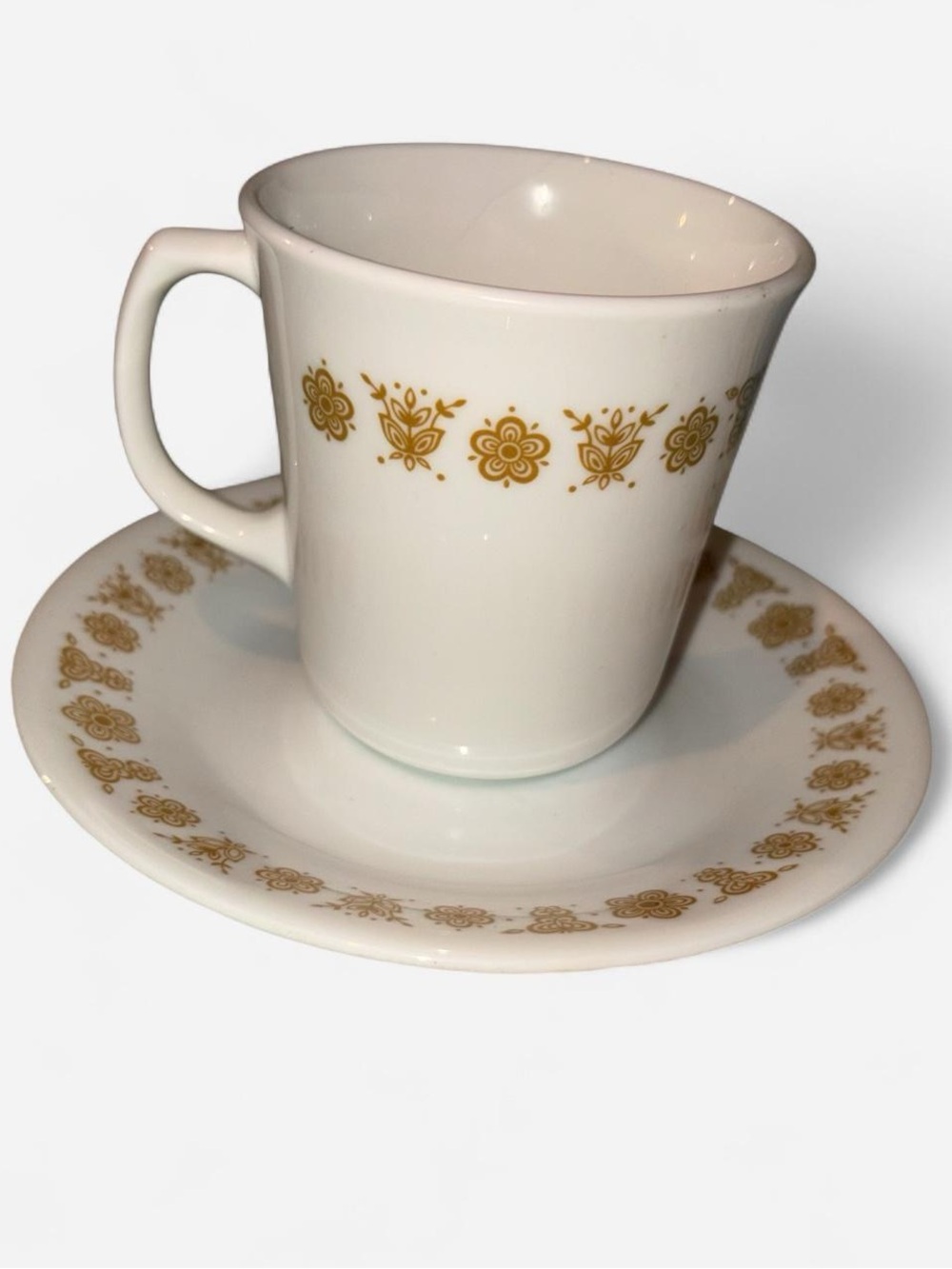 vtg 70s corelle “butterfly gold” mug & saucer set